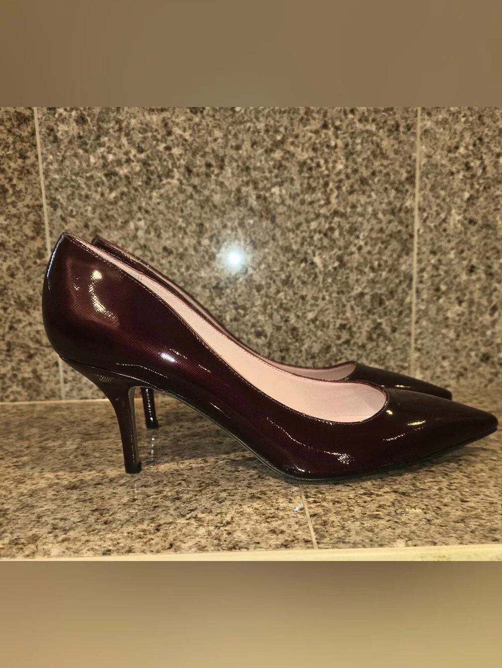 Late Spade Patent Leather Pumps in Deep Burgundy Sz 9